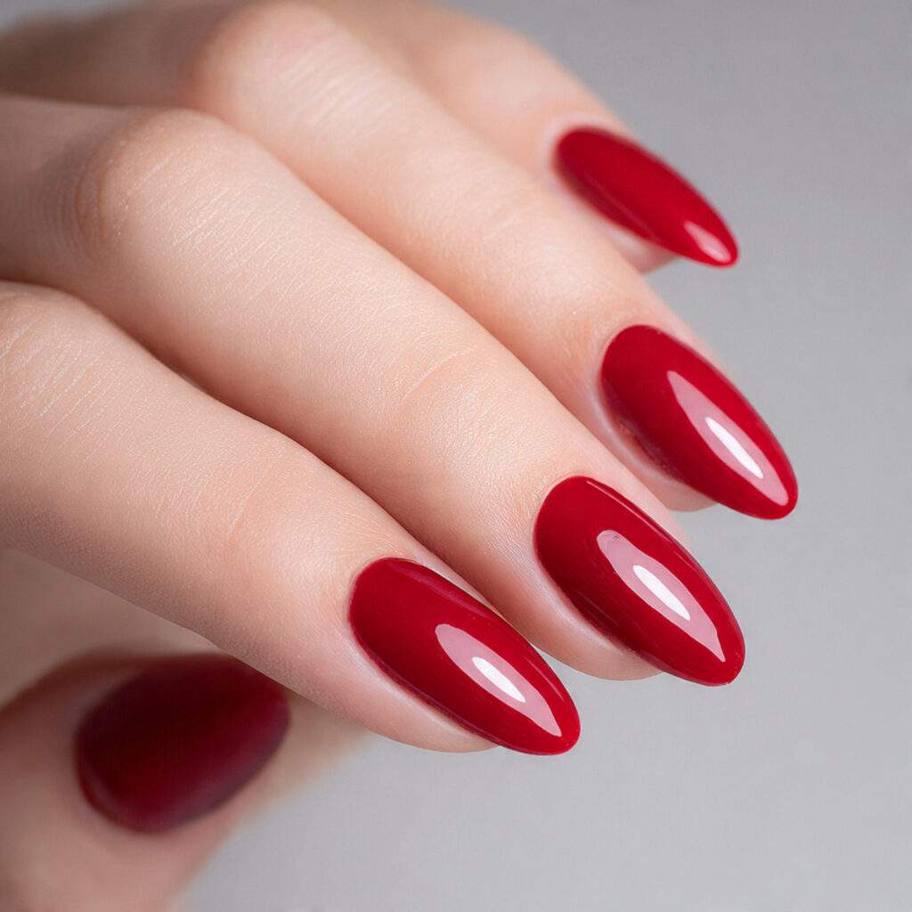 nails in a true timeless red with