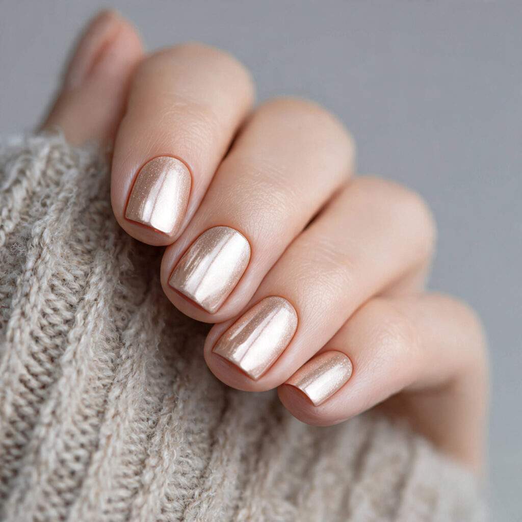 nails in a warm champagne shade with
