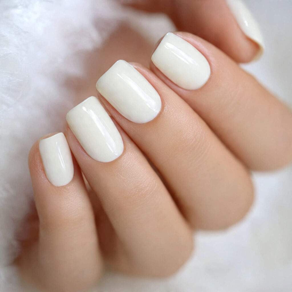 nails in a warm cream shade that