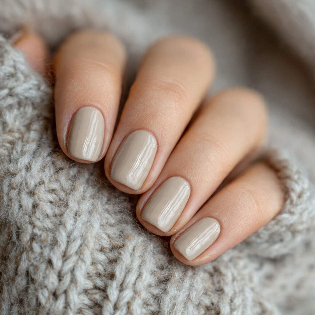 nails in a warm oat milk inspired color