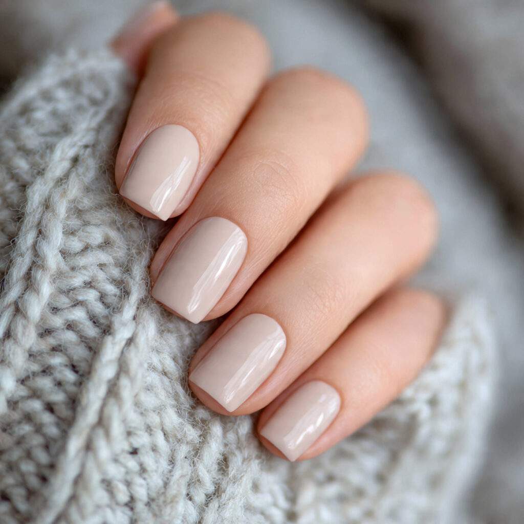 nails in a warm soft beige shade