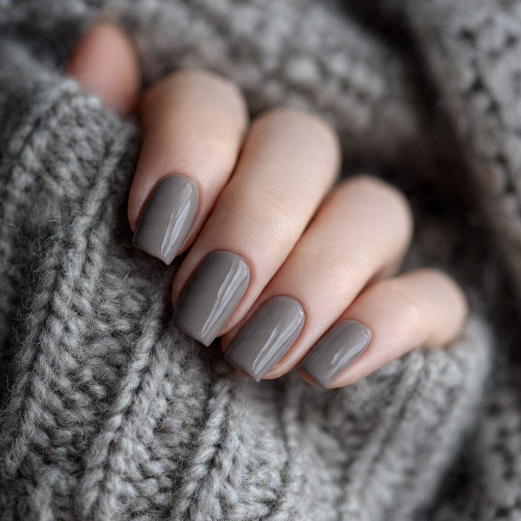 nails in a warm stone gray shade inspired
