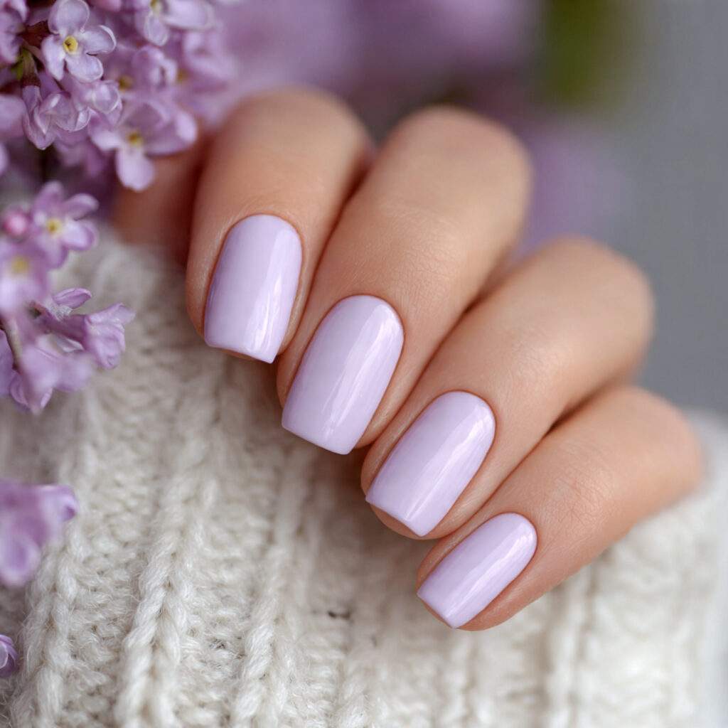 nails in pale lilac soft and calming