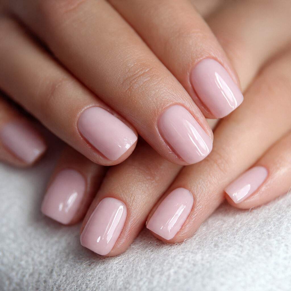nails in the palest pink with very