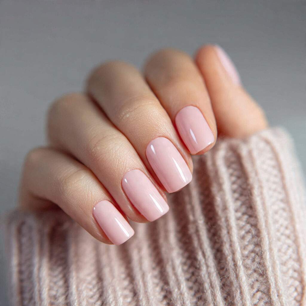 nails in the subtlest blush pink soft