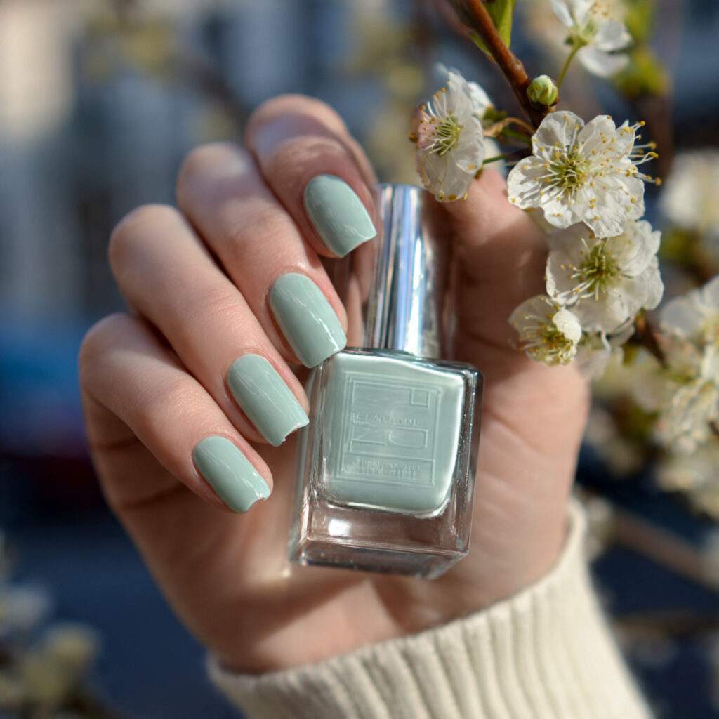 nails in very sheer mint green soft