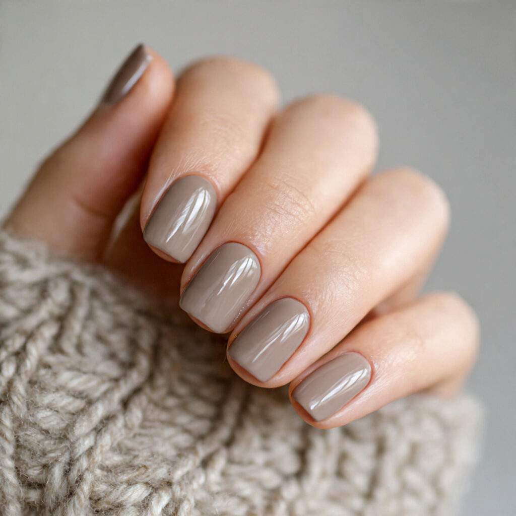 nails using a creamy taupe color with