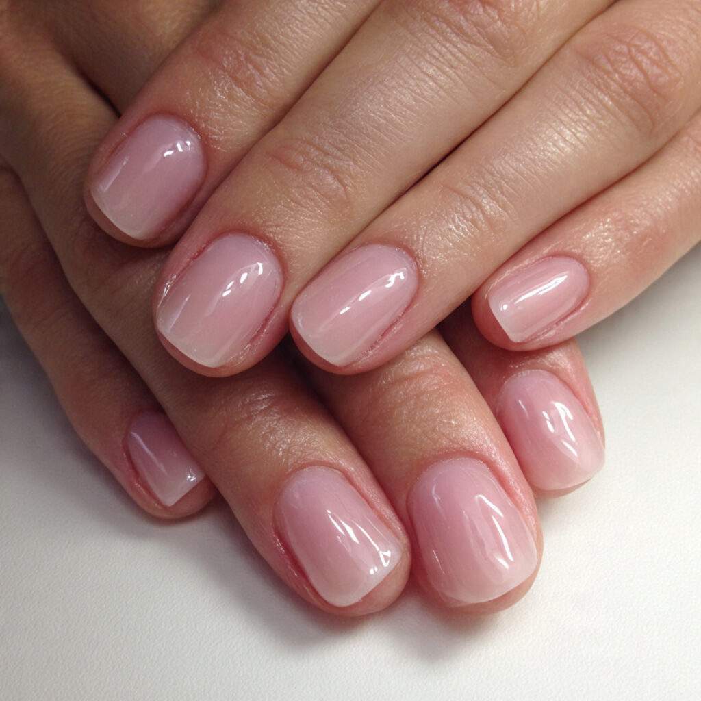 nails with a sheer light rose wash
