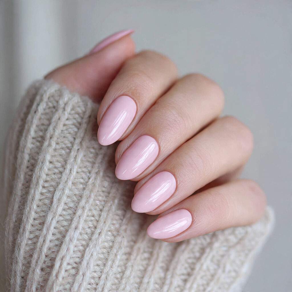 nails with a soft pink base feel