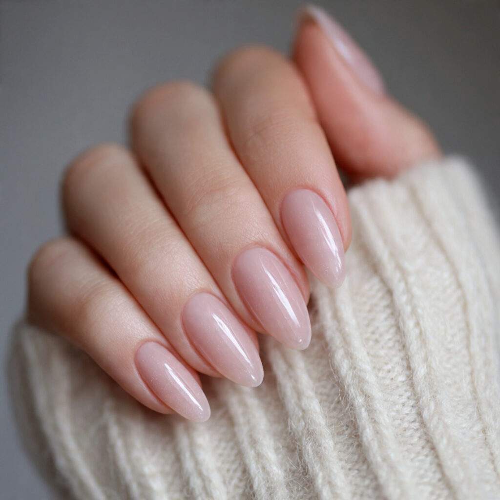 nails with a very light almond toned wash