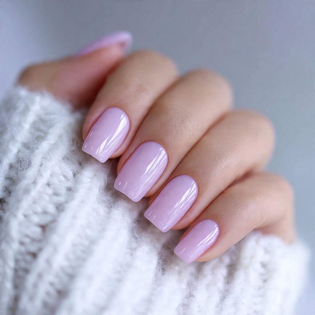 nails with a very light lilac tint