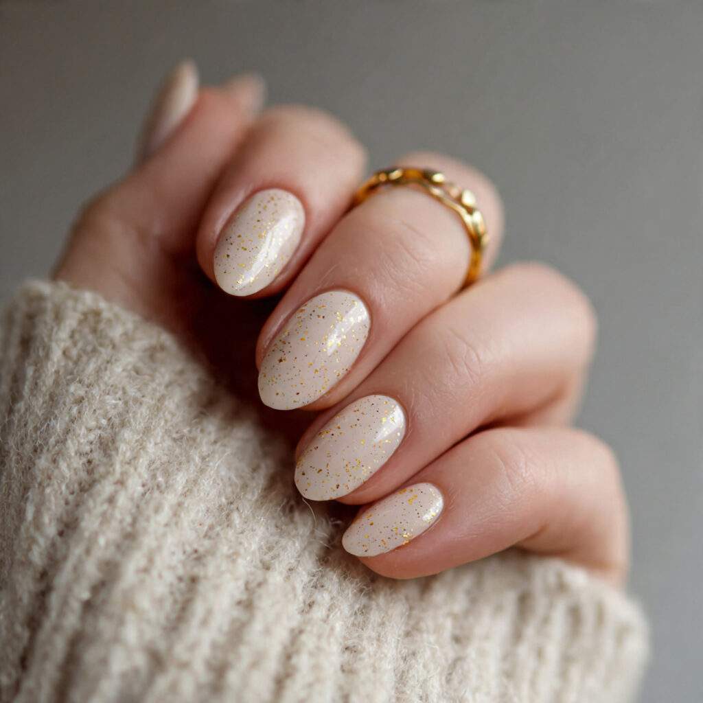 nails with a warm cream base and