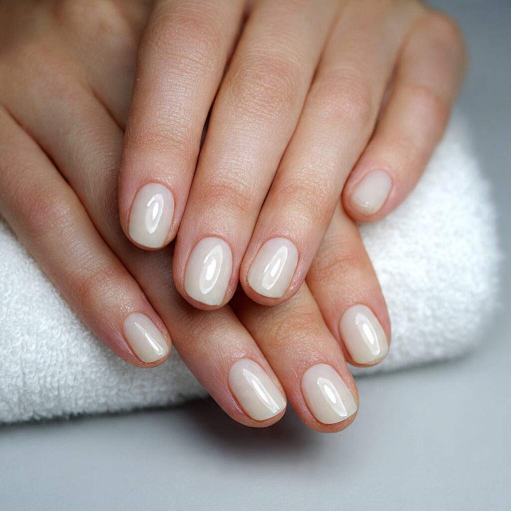 natural nails buffed to high shine with