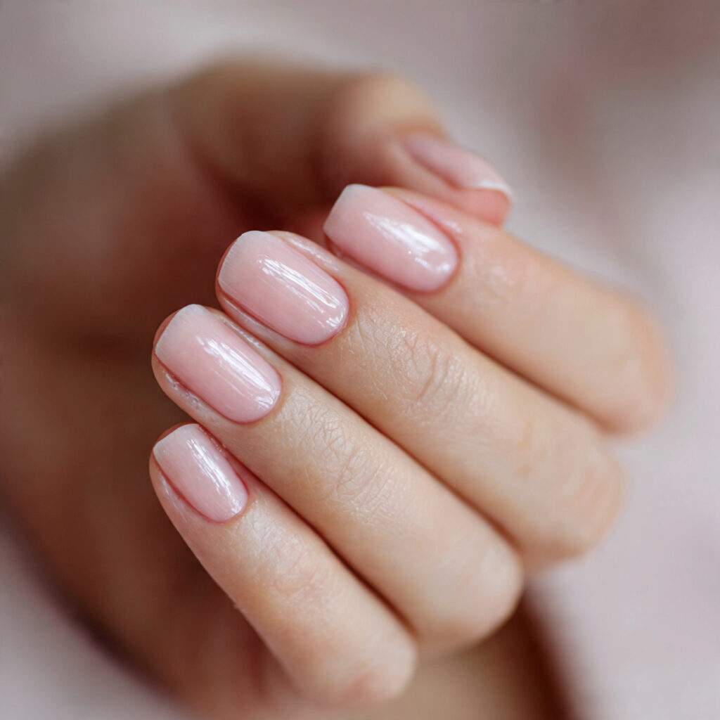 natural nails professionally buffed to a healthy