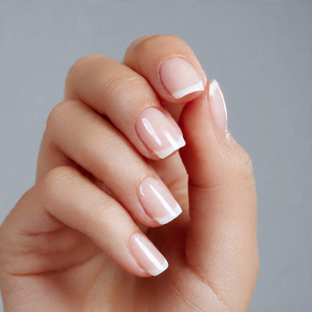 natural nails with a clear protective finish