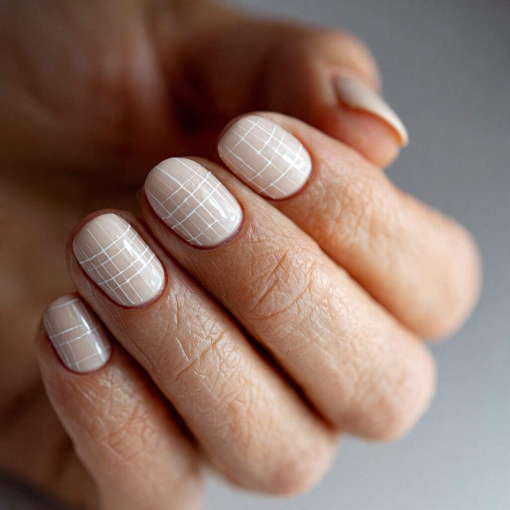 natural nails with a minimal pattern touch