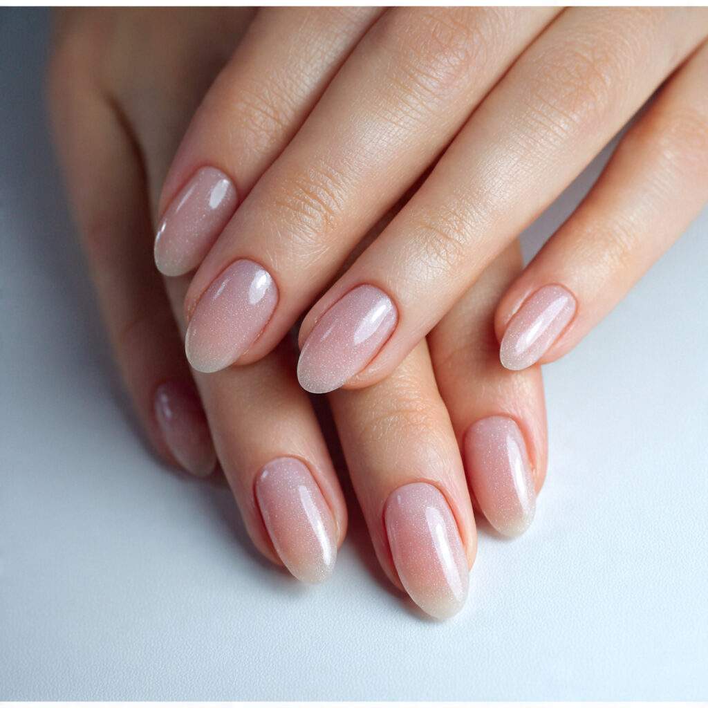 natural nails with subtle shine