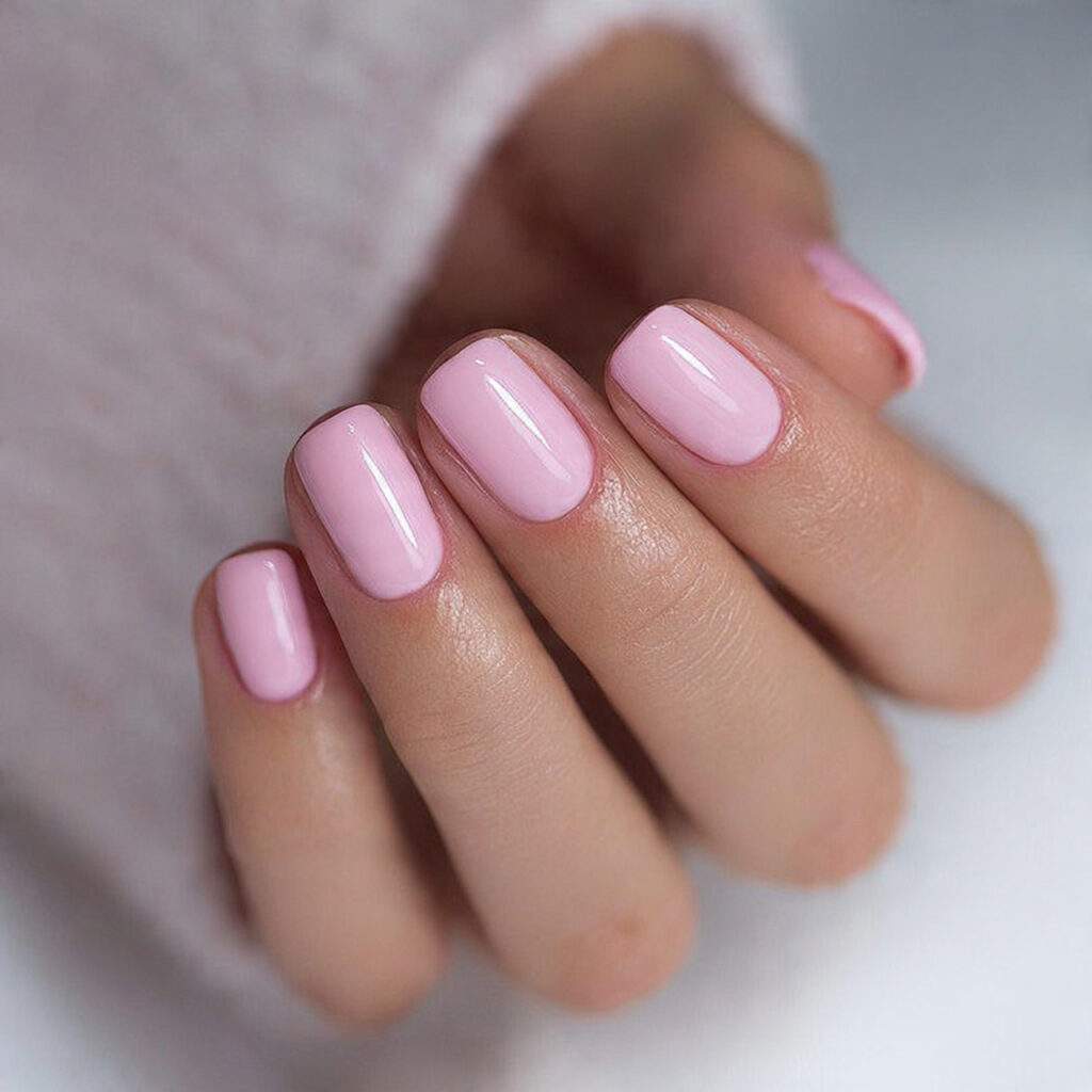 natural pink short nails feel clean and
