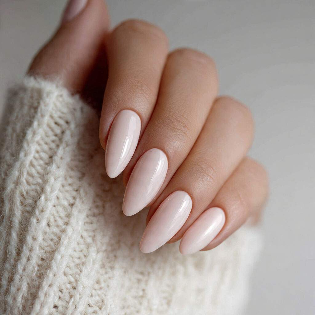neutral almond office nails