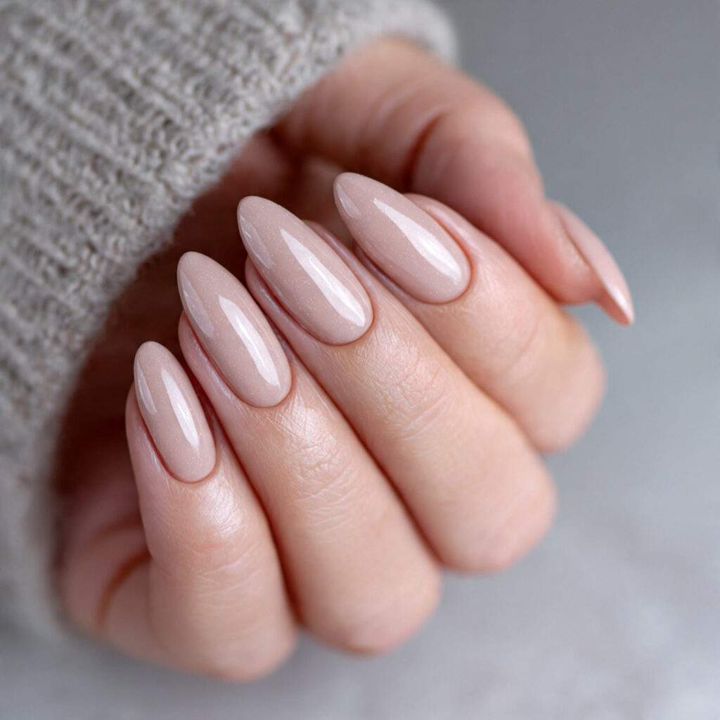 neutral almond shaped nails combine elegance and professionalism