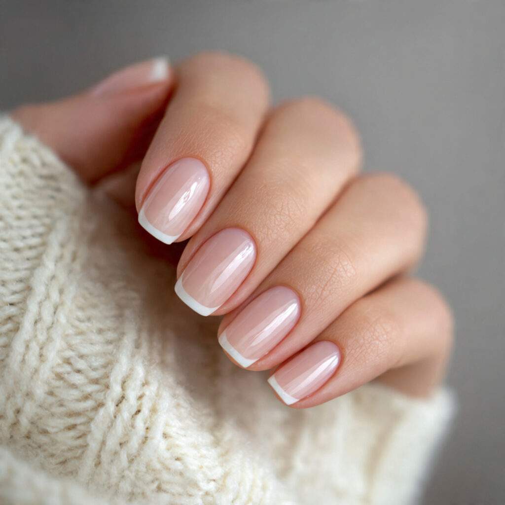 neutral french base nails modernize the classic