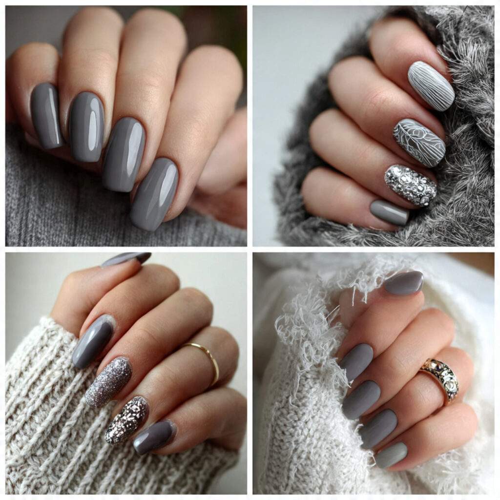 neutral gray february nail designs for a