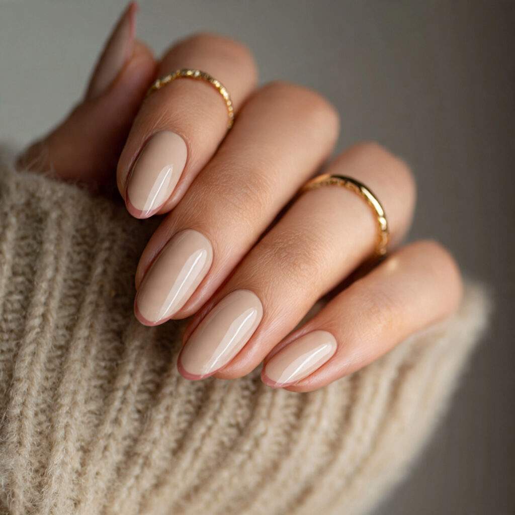neutral nails with a pop of color