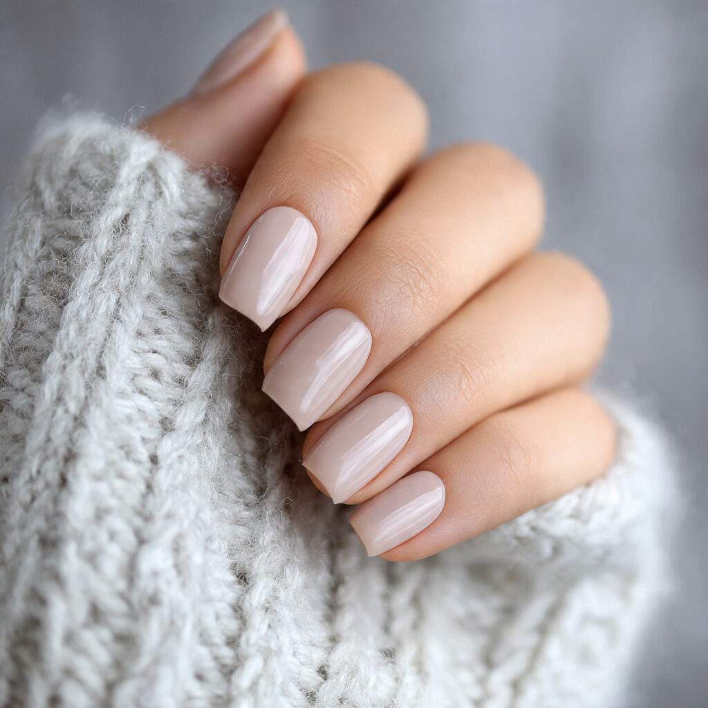 neutral nails with a soft gloss finish 1
