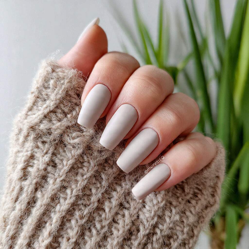 neutral nails with subtle matte finish