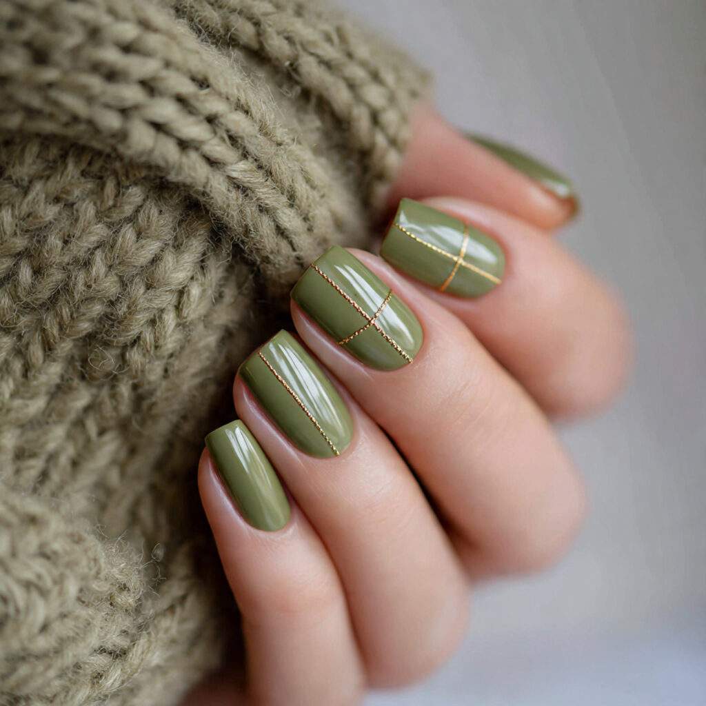 olive green nails bring a natural earthy