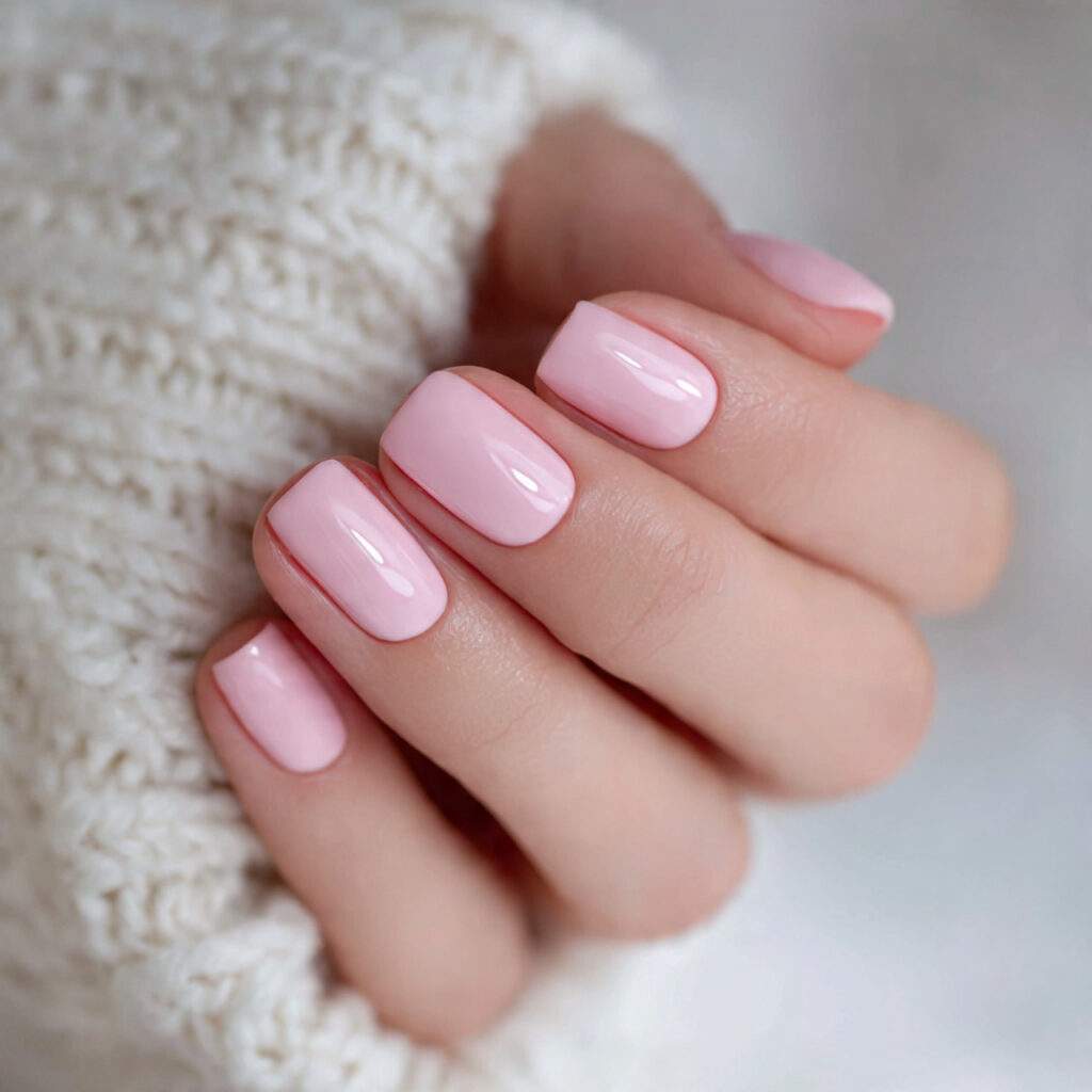 pale pink elegant winter nails feel gentle