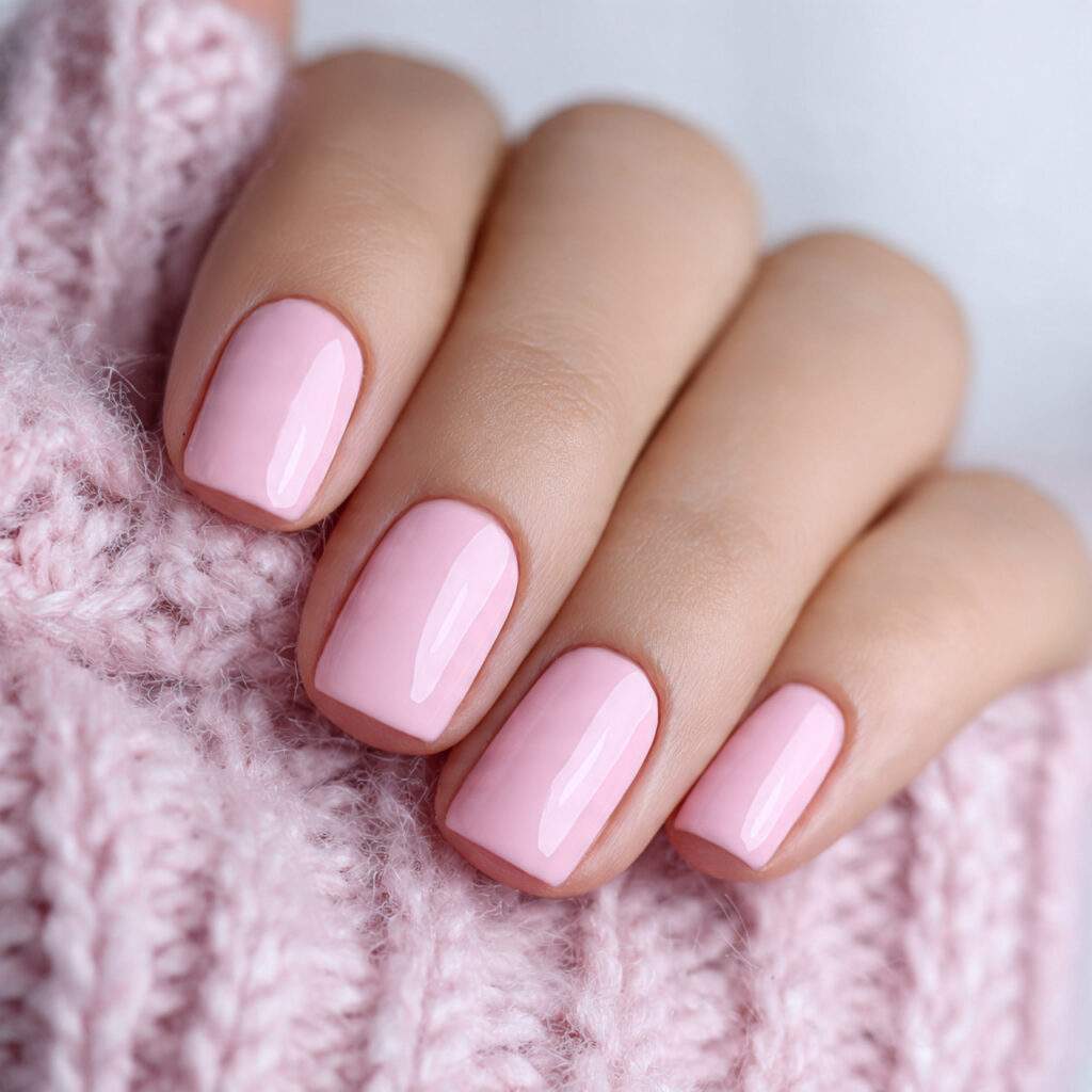 pale rose short square valentine nails offer