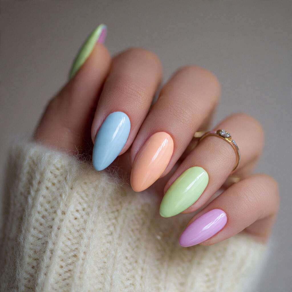pastel almond shape nails