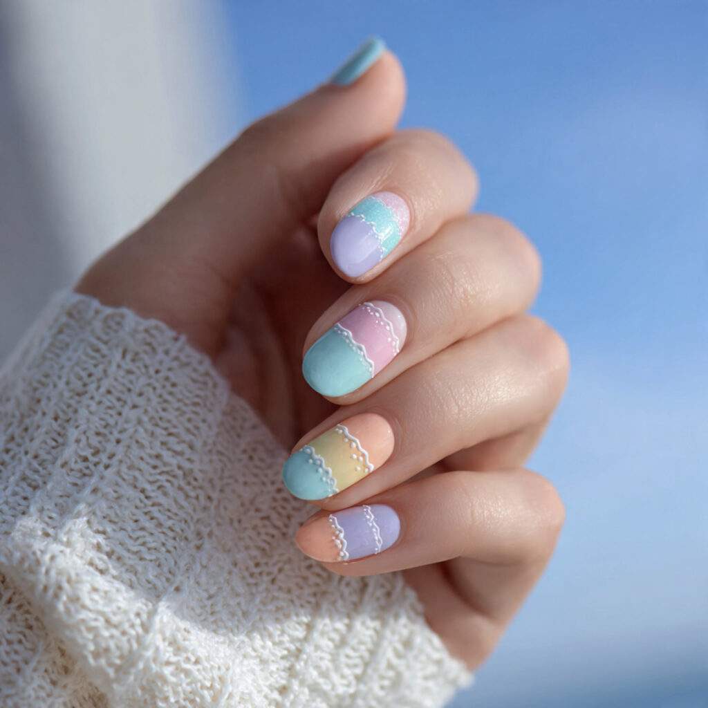 pastel beach nails bring a gentle and