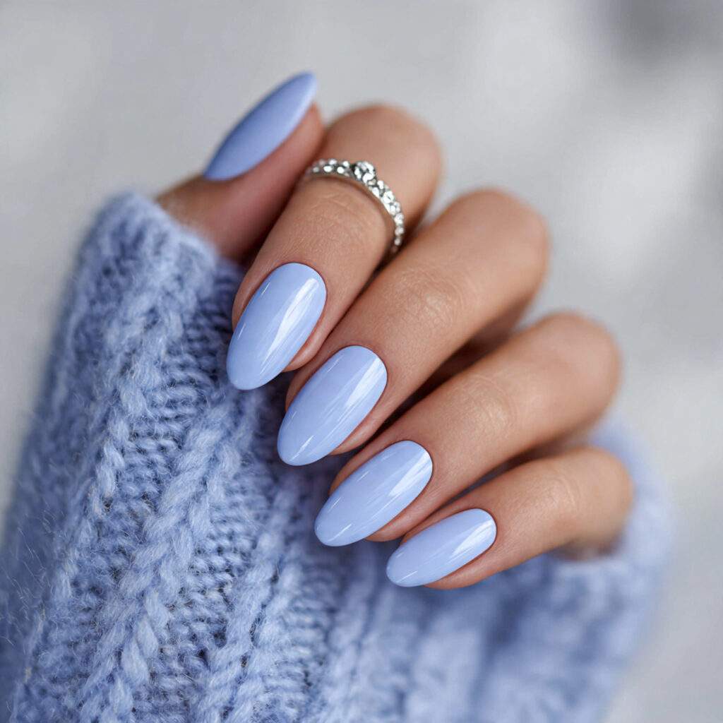 pastel blue nails create a calm and