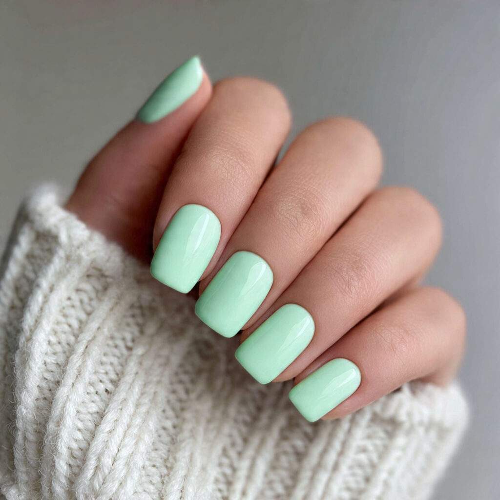 pastel green aesthetic nails create a soft