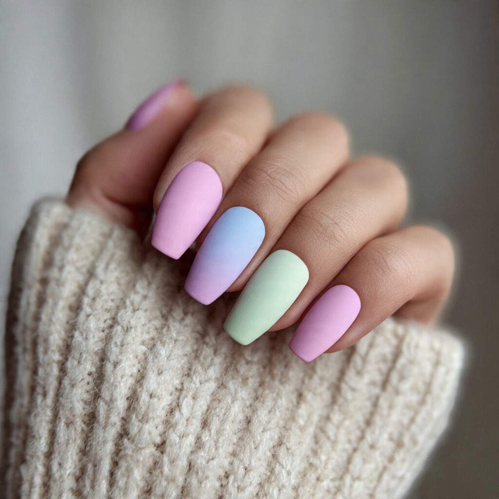 pastel matte valentine nails offer a calm