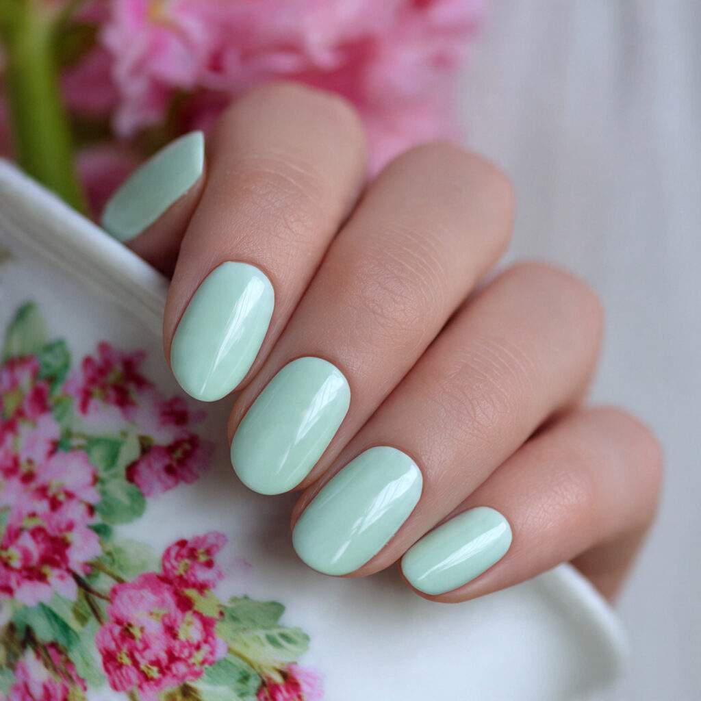 pastel mint nails bring a fresh and