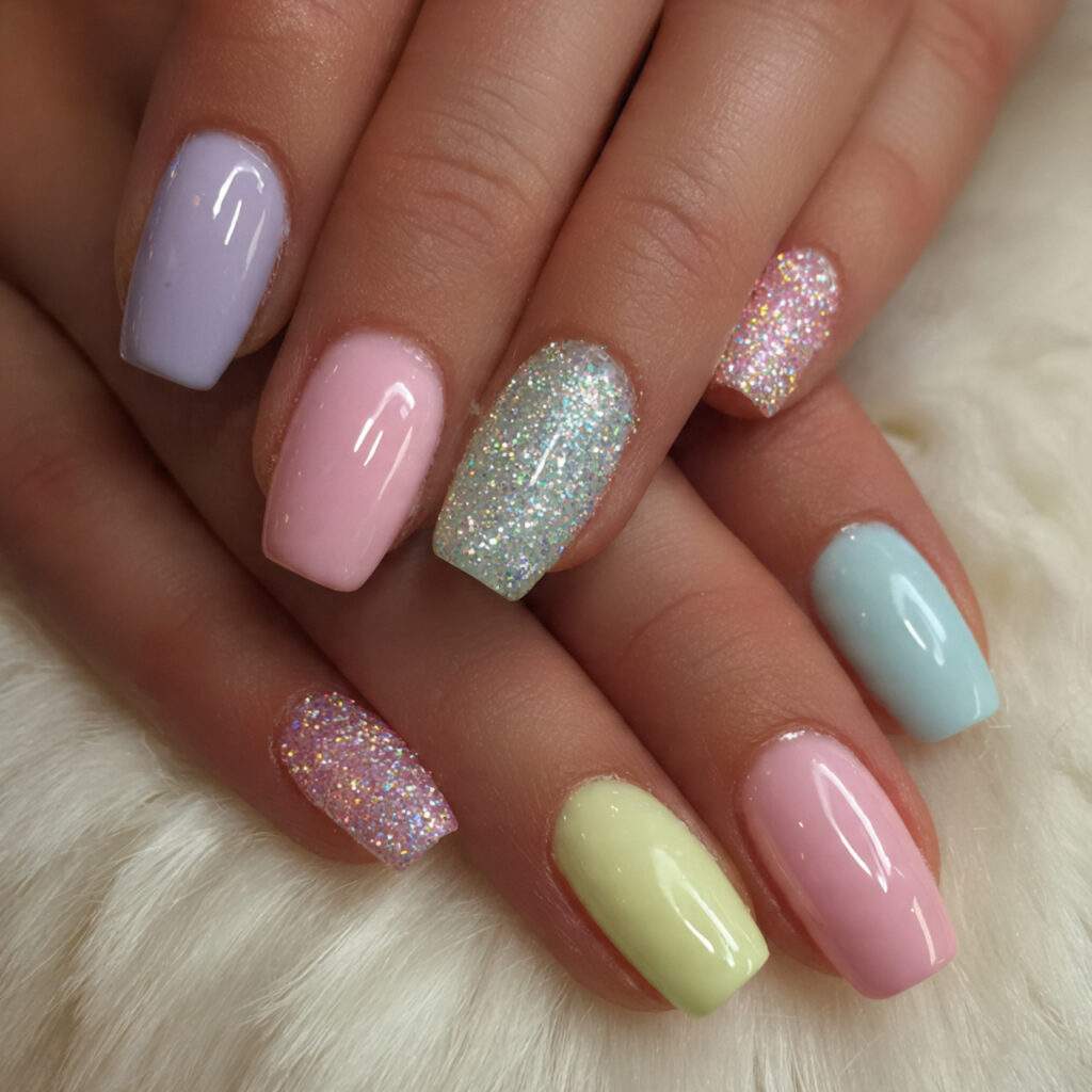 pastel nails are soft and sweet adding