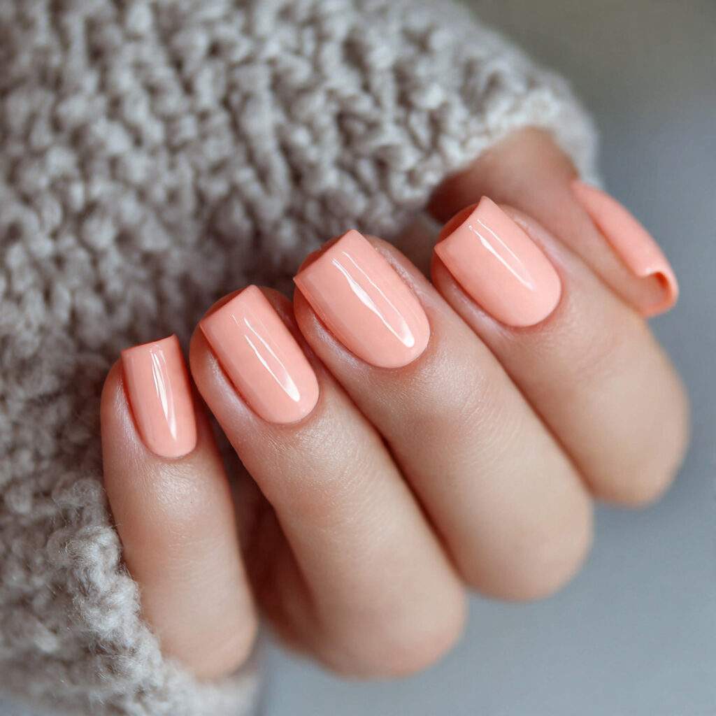 pastel peach nails offer a warm and
