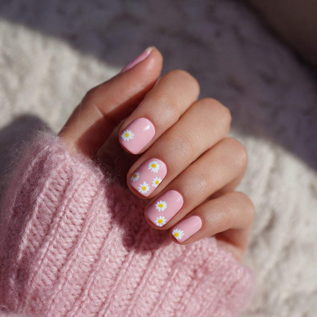 pastel pink nails on short nails tiny