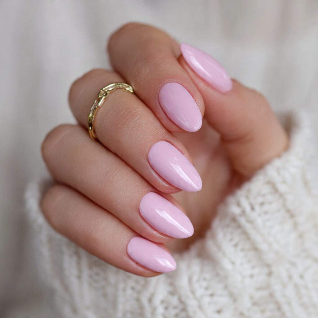 pastel pink nails with a cute elegant