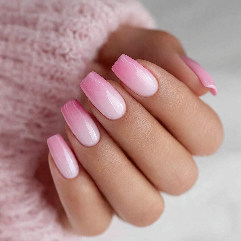 pastel pink ombre nails create a soft