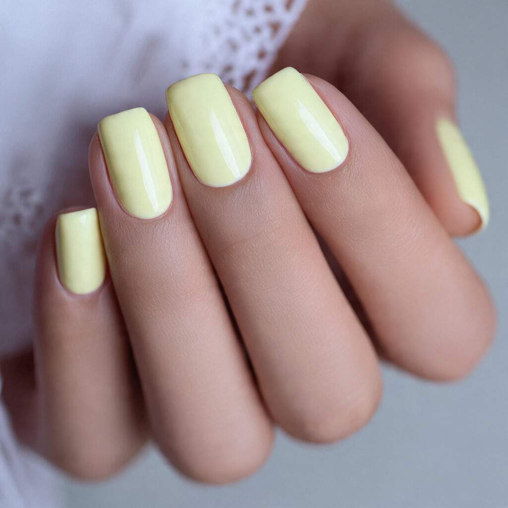 pastel yellow nails create a soft and