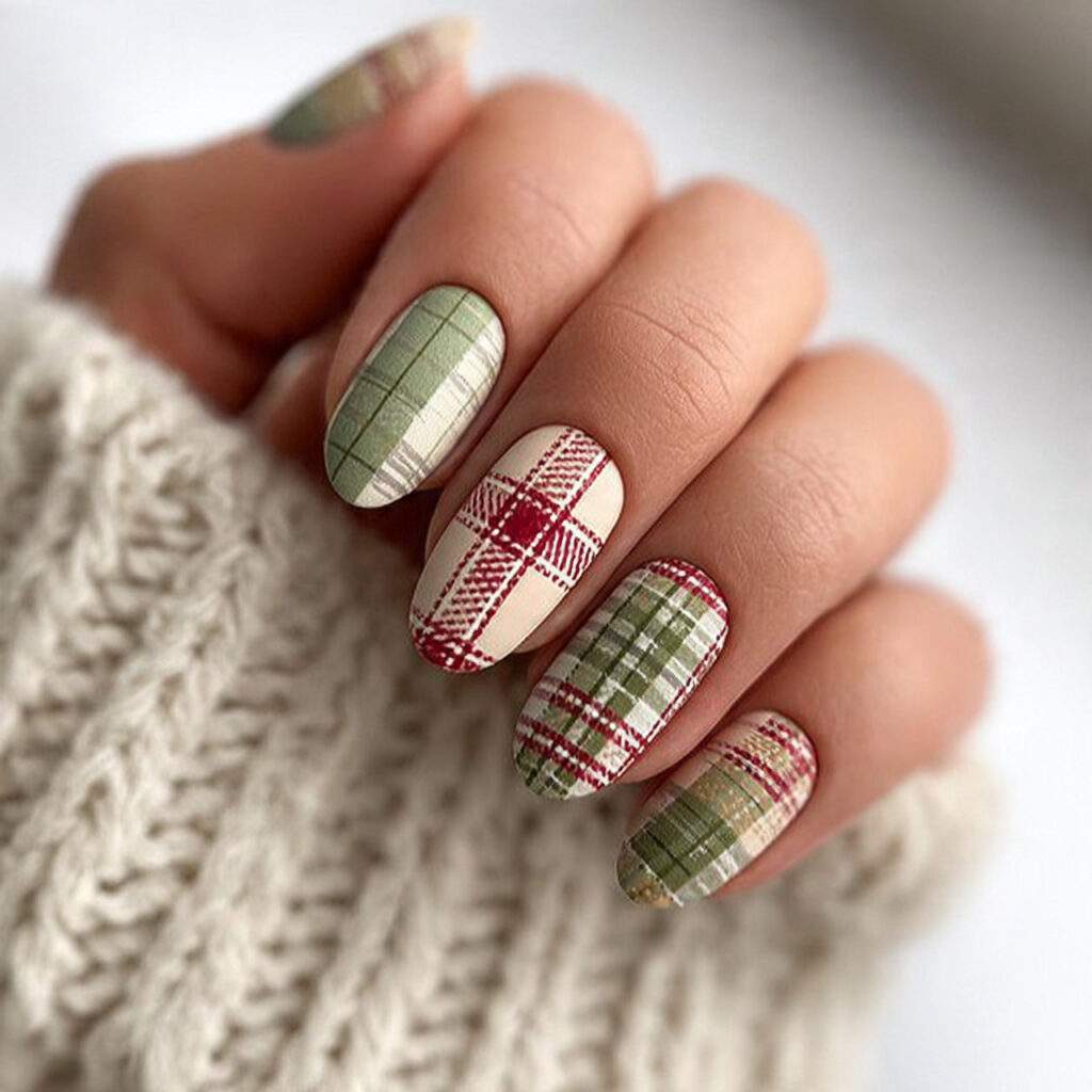 plaid nails look like your favorite fall