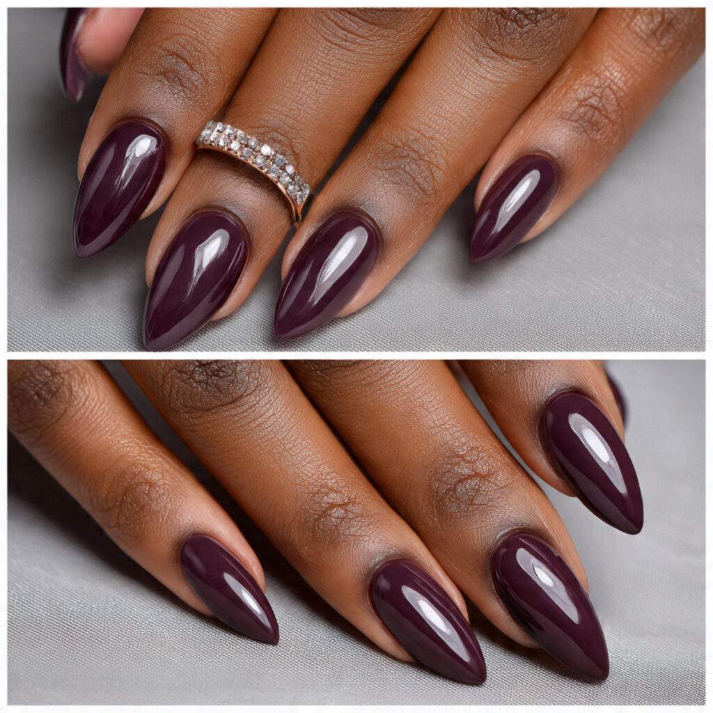 plum purple nails that stand out on