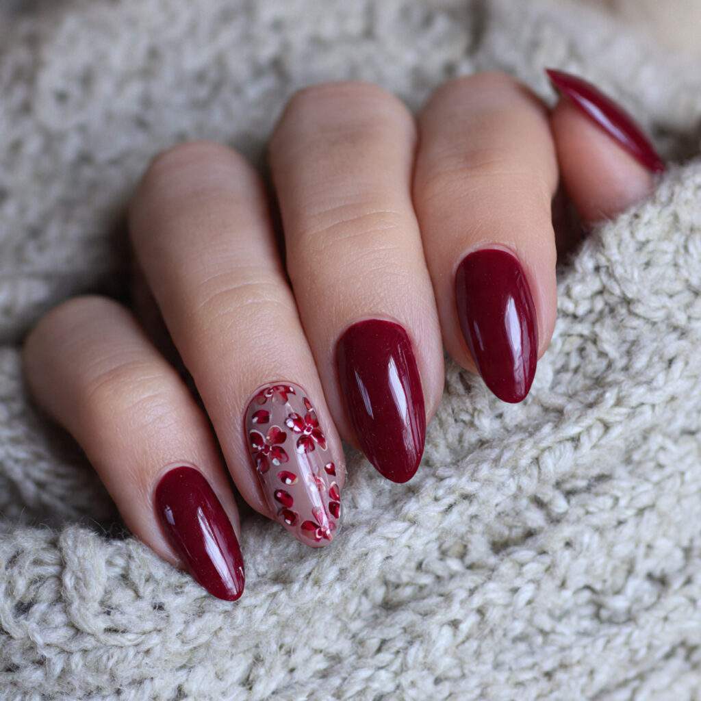 pomegranate nails are rich deep red with