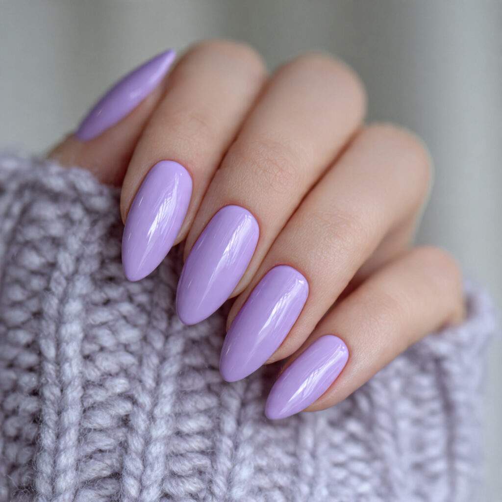 purple almond winter nails create a soft
