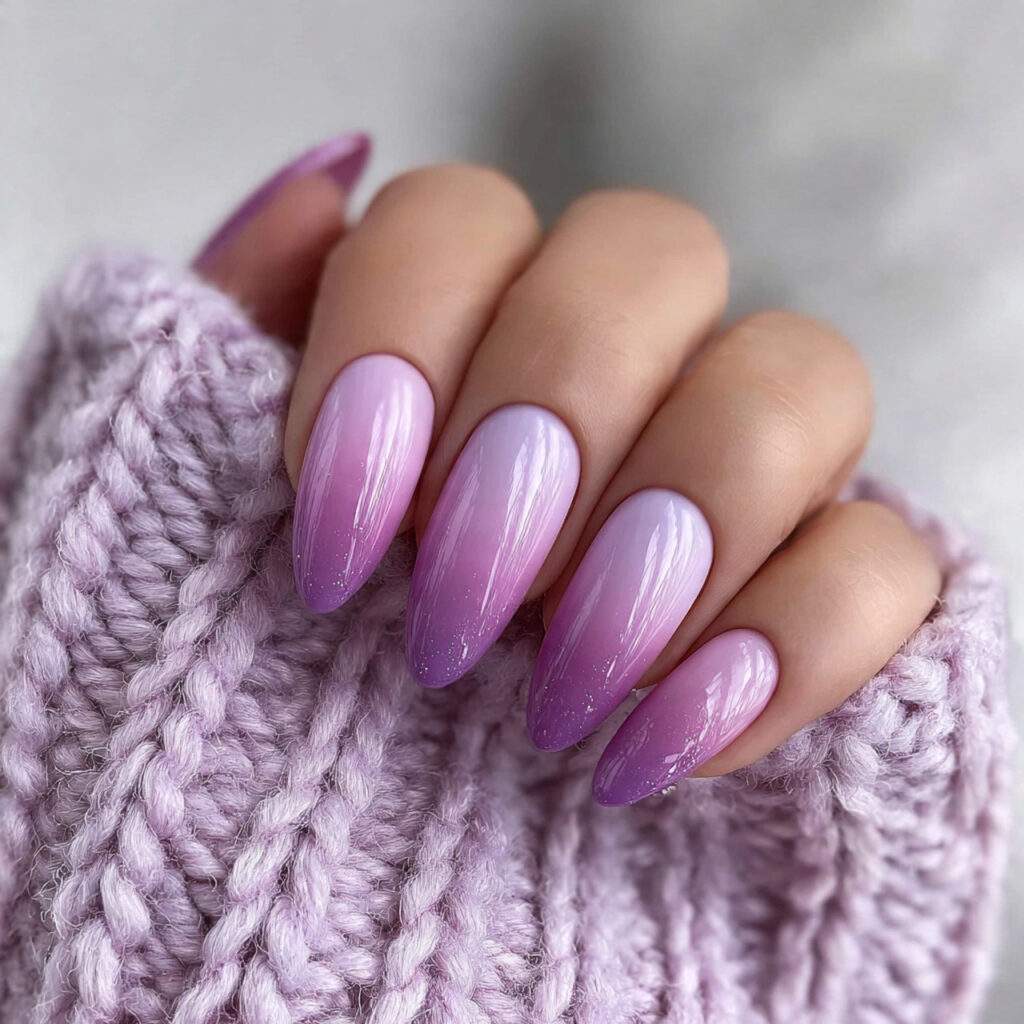 purple ombre winter nails create a soft