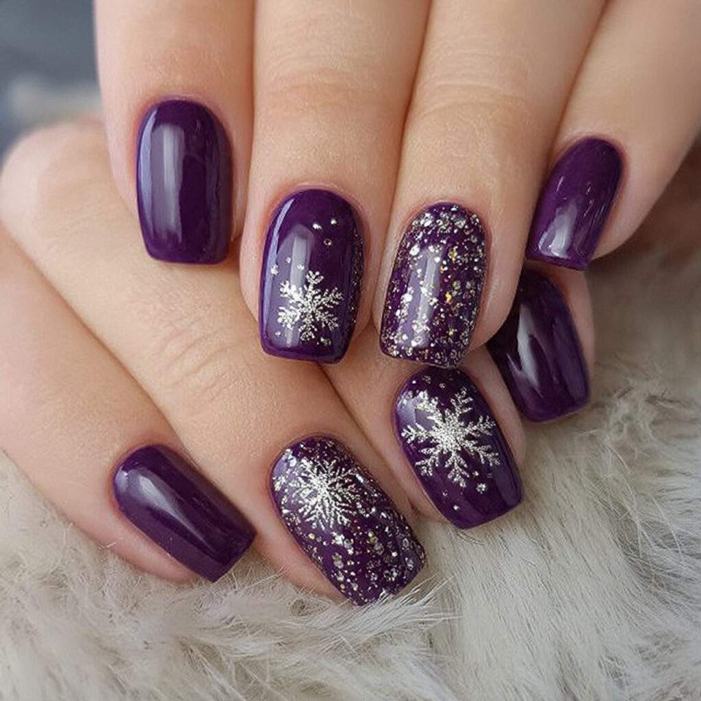 purple winter holiday nails feel festive and